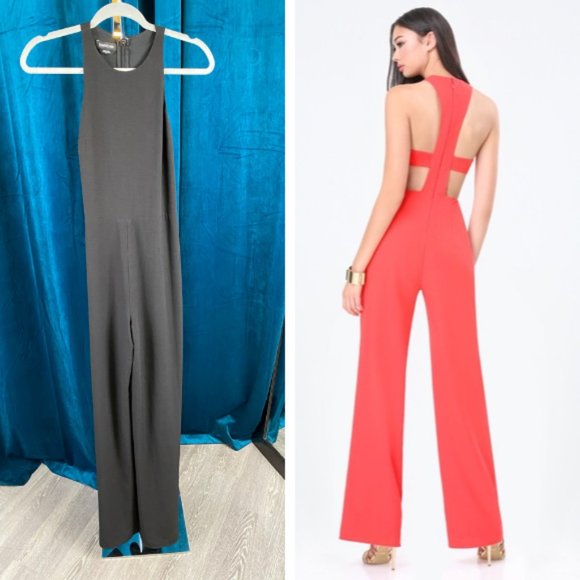 Bebe Pants - Bebe Black Cut Out Caged Jumpsuit